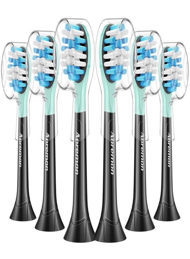 Aoremon Replacement Toothbrush Heads for Philips Sonicare C3 Premium Plaque Control HX9044/65 G3 Gum Care HX9054/65 W3 4100 5100 6100 7500 C1 C2 Flexcare Diamondclean HealthyWhite, 6 Count, Black - Image 1